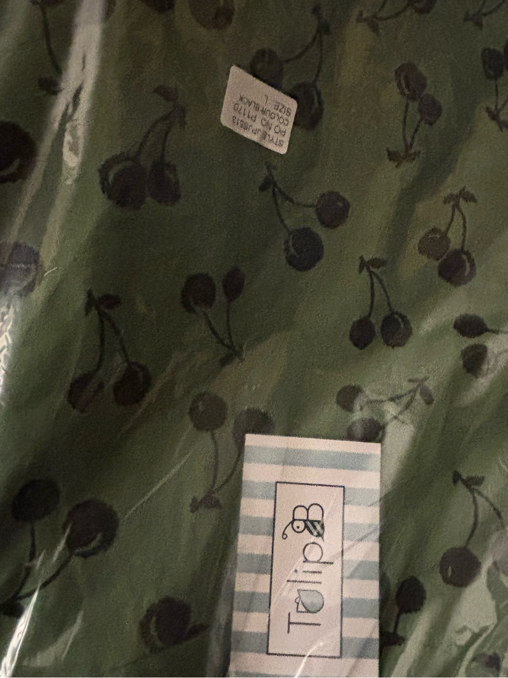 NWT Tulip B Rare Vintage Inspired High-Waist Green Black Cherry-Print Midi Skirt - Picture 3 of 8